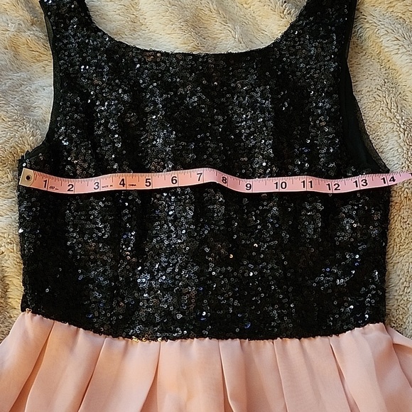 B Darlin SZ9 Navy Blue/Pale Pink Sequin Party Cocktail Dress - Picture 5 of 13